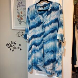 Zac & Rachel White and Blue Oversized Tunic